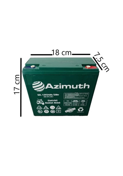 Azimuth 12V 24Ah Elektrikli Bisiklet Aküsü