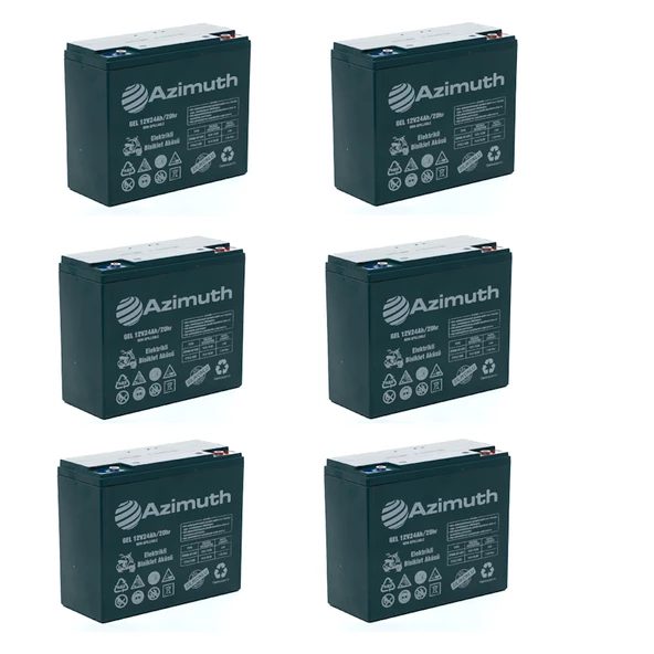Azimuth 12V 24Ah Elektrikli Bisiklet Aküsü 6'lı Set