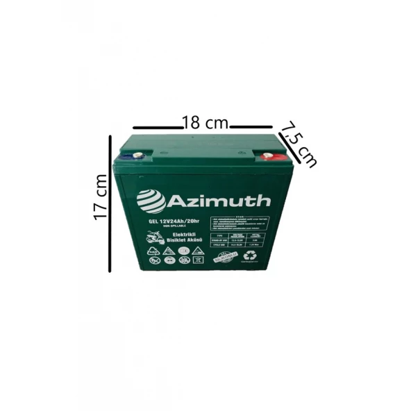Azimuth 12V 24Ah Elektrikli Bisiklet Aküsü 6'lı Set