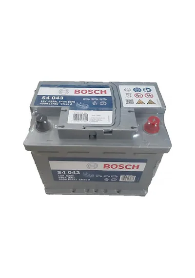 Bosch 12V 62 Ah S4 043 - 60 Ah Kasası Akü MM Bosch S4 043 Silver 12V 62Ah 540A (EN) Akü