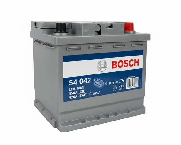 Bosch S4 042 12V 50Ah Amper 450A (EN) Akü Bosch S4 042 12V 50Ah 450A (EN) Akü