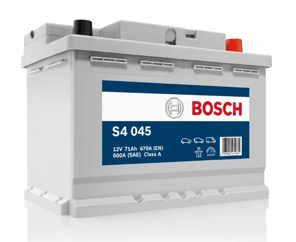 Bosch S4 045 12V 71Ah 670A (EN) Basık Tip Akü (Opel-Ford Gibi)
