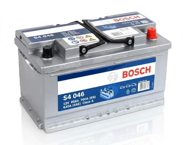 Bosch S4 046 12V 80Ah Akü Bosch S4 046 12V 80Ah 700A (EN) Basık Tip Akü