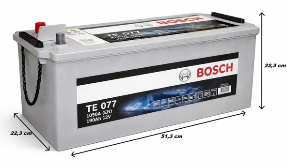 Bosch TE 077 190Ah 1050A (EN) EFB Akü ölçülü Bosch TE 077 190Ah 1050A (EN) EFB Akü