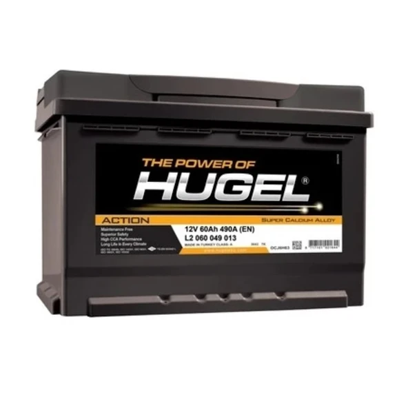 Hugel 12V 60Ah 490A (EN) İnci Akü Üretimi Akü