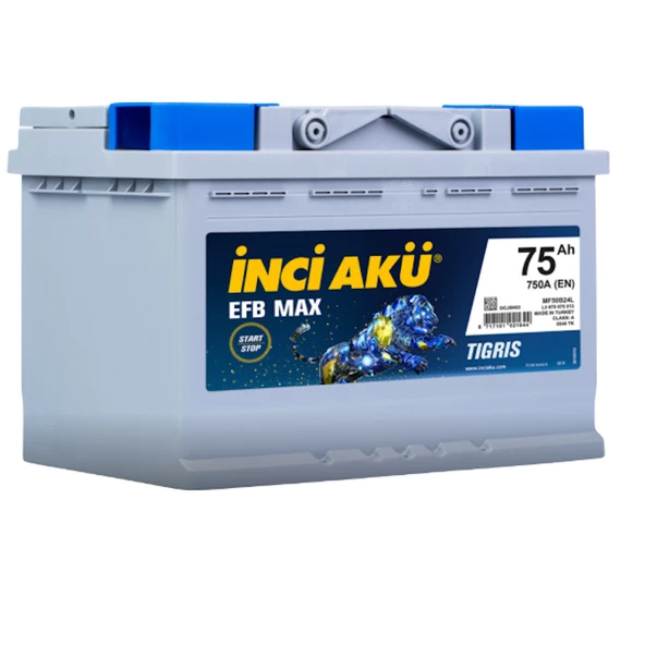 İnci Max Tigris EFB 12V 75Ah 750A (EN) Akü