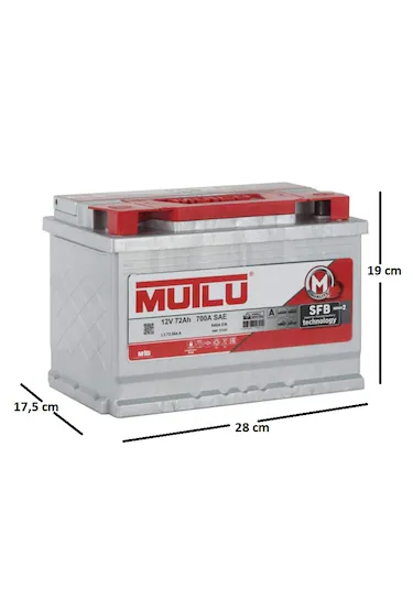 Mutlu Akü 12 V 72 Ah 700 Sae 640 A En ÖLÇÜLÜ Mutlu EFB 12V 70Ah 760A (EN) Akü