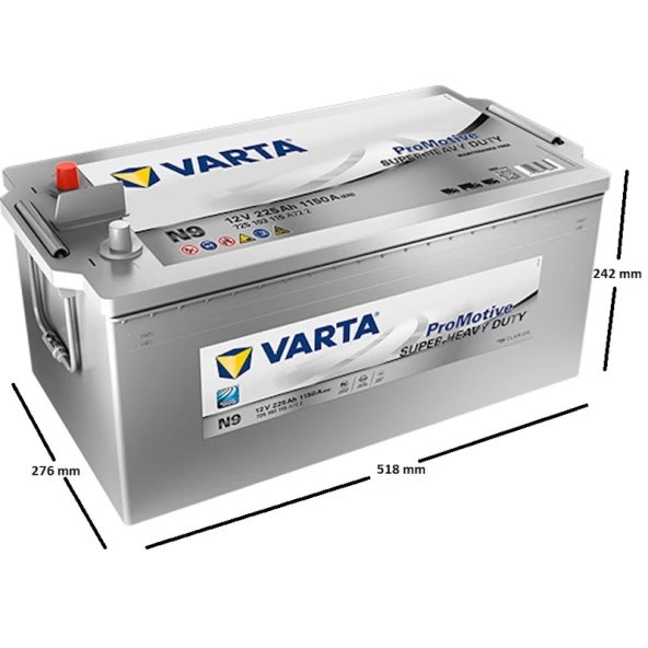 Varta Promotive SLI N9 12V 225Ah 1150A (EN) AKÜ