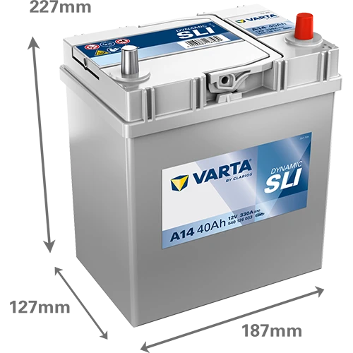 Varta Blue Dynamic A14 İnce Kutup 12 V 40 Ah 330 A(En) Akü ÖLÇÜLÜ Varta Blue Dynamic A14 12V 40Ah 330A (EN) İnce Kutup Akü