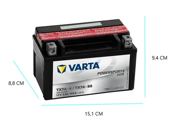 Varta Powersports AGM YTX7A-BS 12V 6Ah Motosiklet Aküsü