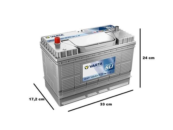 Varta Promotive Black H17 12 V 105 Ah 800Cca Akü ÖLÇÜLÜ Varta Promotive SLI H17 12V 105Ah 800A (EN) Akü