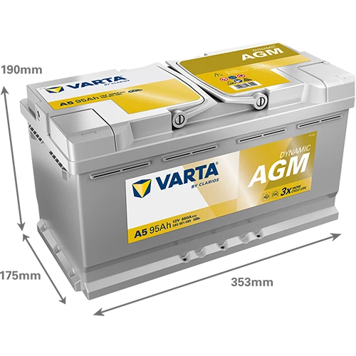 Varta Silver Dynamic G14 (A5) Start-Stop Agm 12 V 95 Ah 850Cca Akü ÖLÇÜLÜ Varta Silver Dynamic AGM G14 /A5 12V 95Ah 850A (EN) Akü