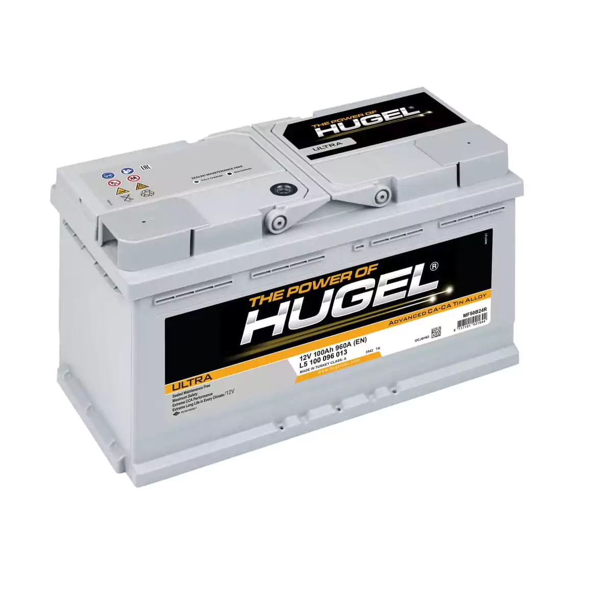 Hugel 12V 100Ah 860A (EN) İnci Akü Üretimi Akü