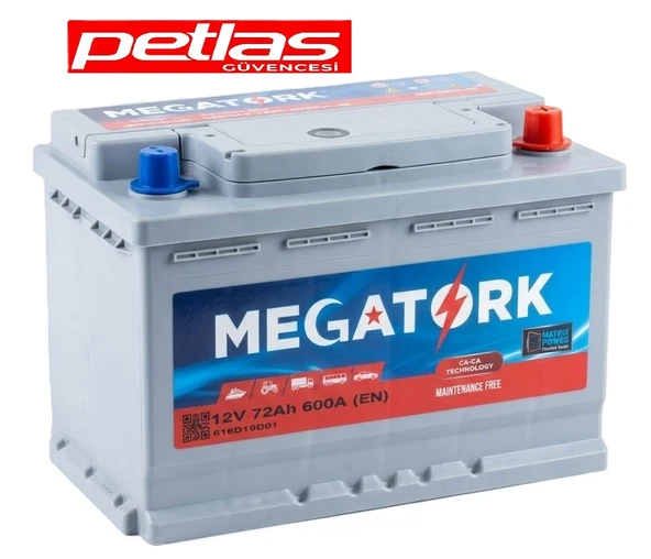 Megatork 12V 72Ah 590A (EN) Petlas Grubu Ürünü Akü