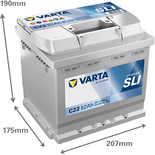 C22 ÖLÇÜLÜ Varta Blue Dynamic C22 12 V 52 Ah 470 A(En) Akü