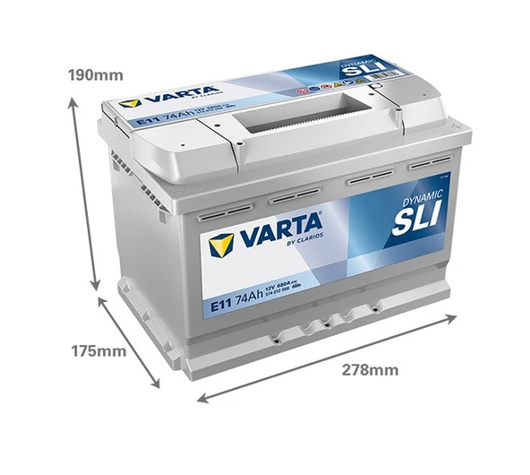 E11 SLI ÖLÇÜLÜ Varta Blue Dynamic E11 12V 74Ah 680A (EN) Akü