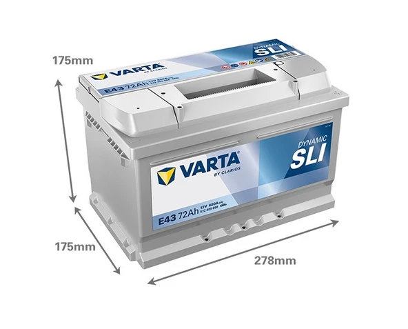 E43 YENİ KASA ÖLÇÜLÜ Varta Blue Dynamic E43 Basık Tip 12V 72Ah 680A (EN) Akü