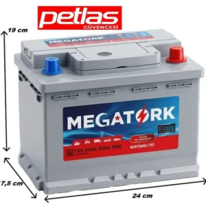 Megatork 12V 60Ah 490A (EN) Petlas Grubu Üretimi Akü
